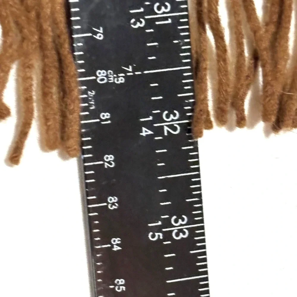 Vtg Camel Hair Scarf Unisex OS Brown Fringe Made in USA Luxury Minimalist Soft